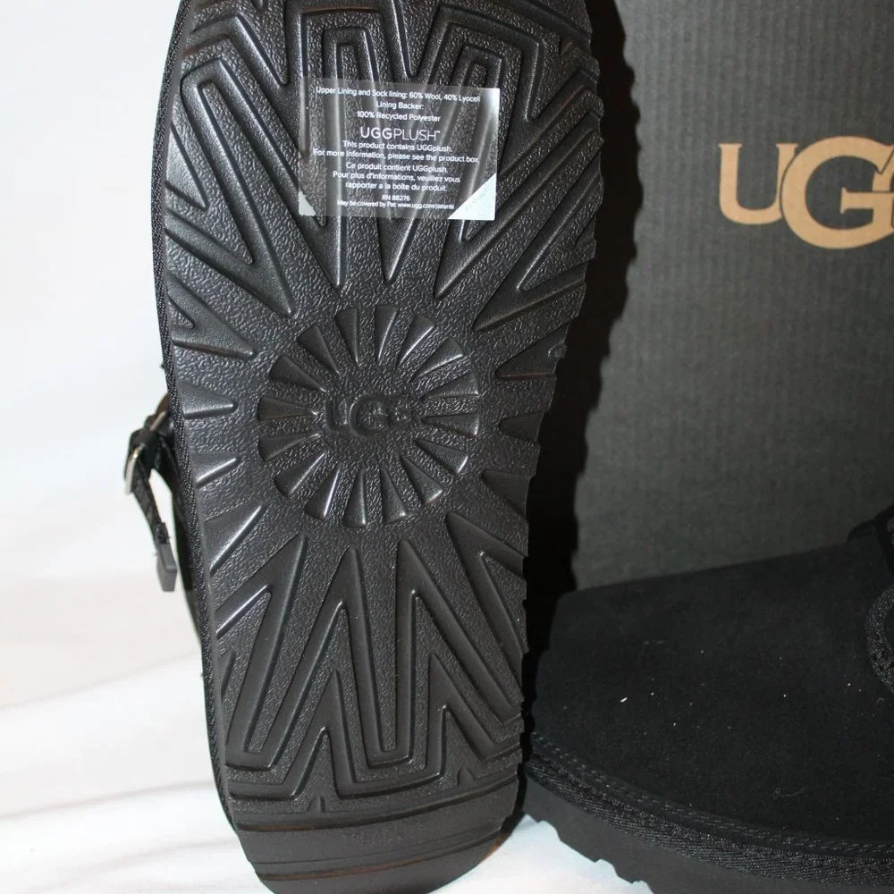 NIB UGG MEN'S QUICKCLICK NEUMEL‎ CHUKKA SUEDE SHEARLING LINED ANKLE BOOTS BLACK